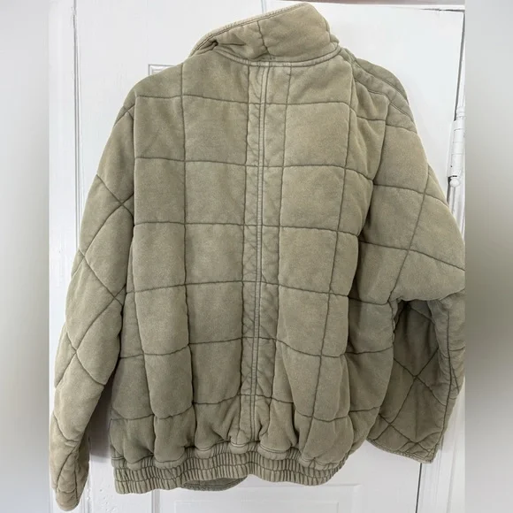 Dolman Quilted Knit Jacket by Free People, Medium, Olive Green - Picture 4 of 12